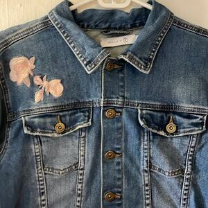 Amazing Distressed and Embroidered Jean Jacket